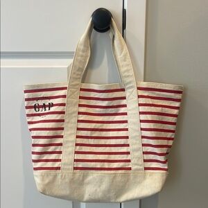 GAP Red and Cream Striped Tote Bag